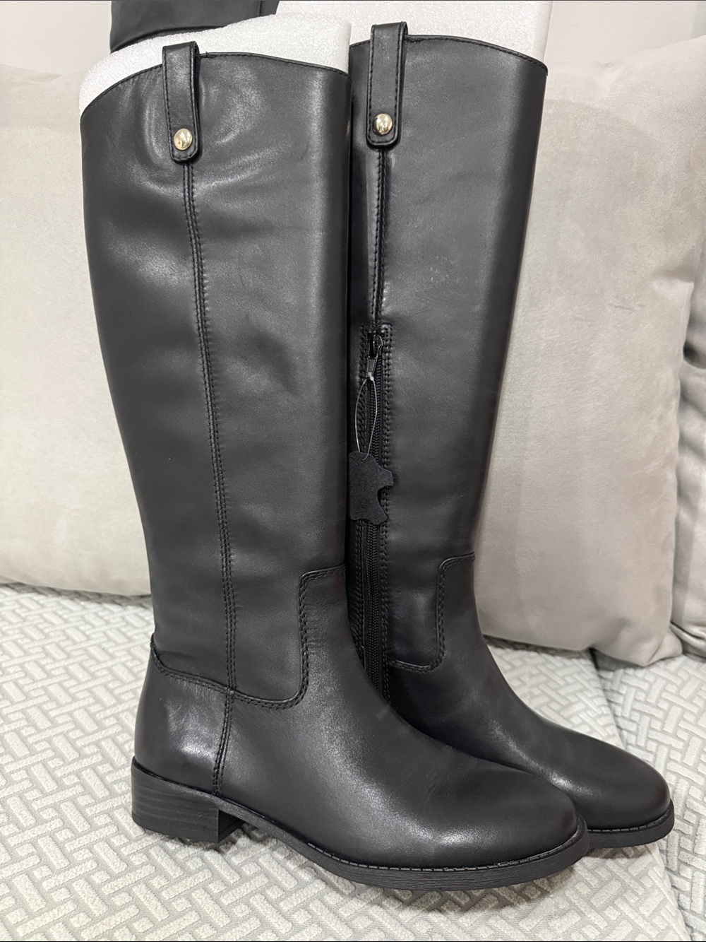 INC International Concepts Womens Fawne Tall Leather Boot Black 7.5